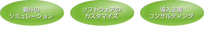 要件のシミュレーション、ソフトウェアのカスタマイズ、導入支援コンサルティング